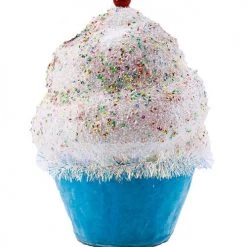 The Christmas Palace All About The Blues 5" BLUE CUPCAKE WITH SPRINKLES SET OF 4
