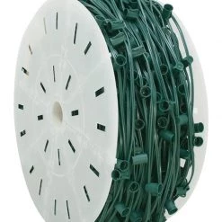 The Christmas Palace CHRISTMAS LIGHTS 1000 FT C7 ROLL GREEN WIRE 6" SPACING E12 BASE
