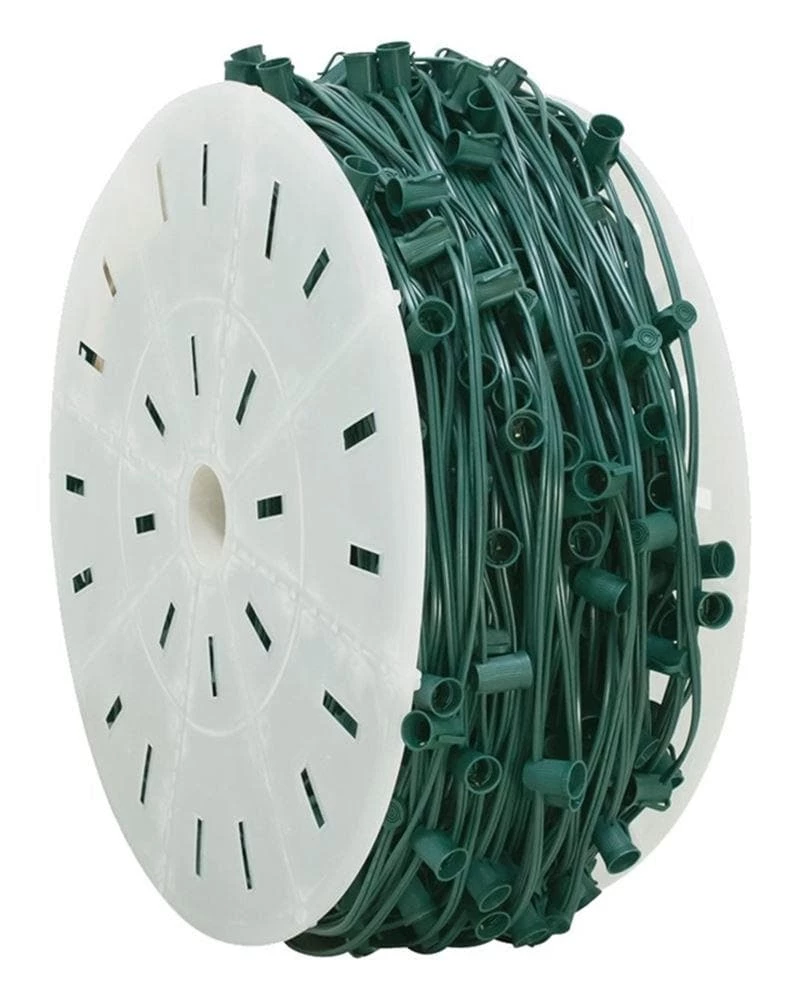 The Christmas Palace CHRISTMAS LIGHTS 1000 FT C7 ROLL GREEN WIRE 6" SPACING E12 BASE 2 The Christmas Palace CHRISTMAS LIGHTS 1000 FT C7 ROLL GREEN WIRE 6" SPACING E12 BASE